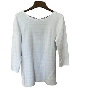 Talbots White Tunic with Blue/White Open Back.  Size M Petite